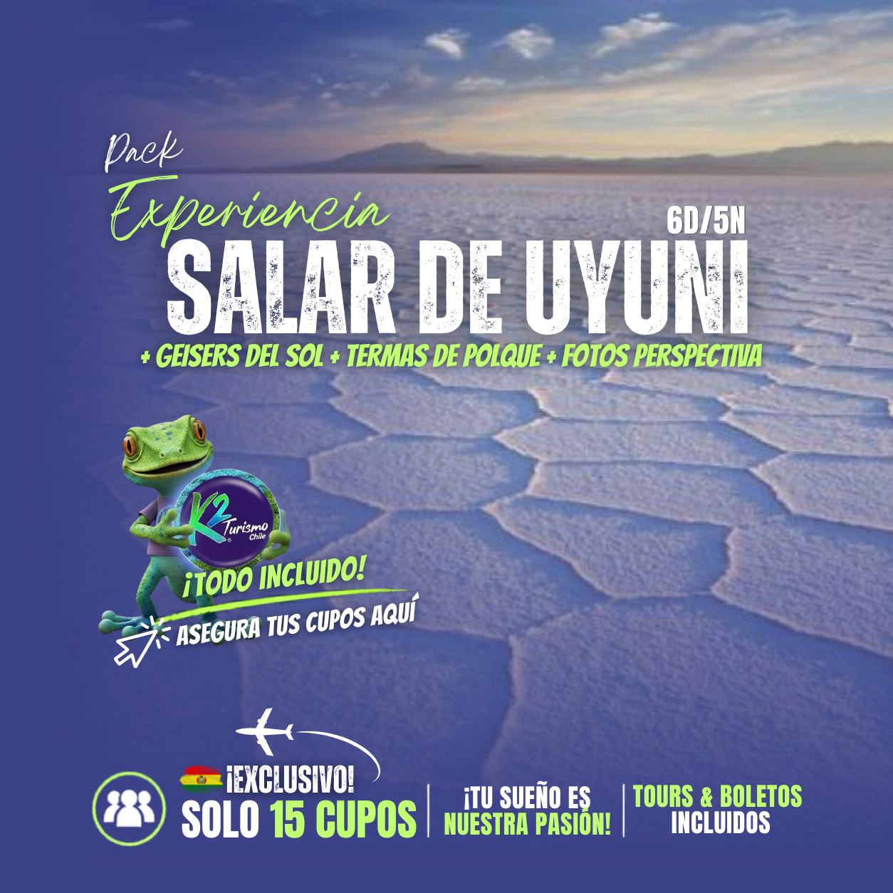 6 Pack S. de Uyuni + San Pedro de Atacama 6D/5N - Imagen 1
